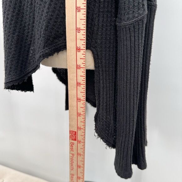 We The Free People Thermal Tunic Small Drippy Kristina Cowl Neck Black High Low - Picture 6 of 12